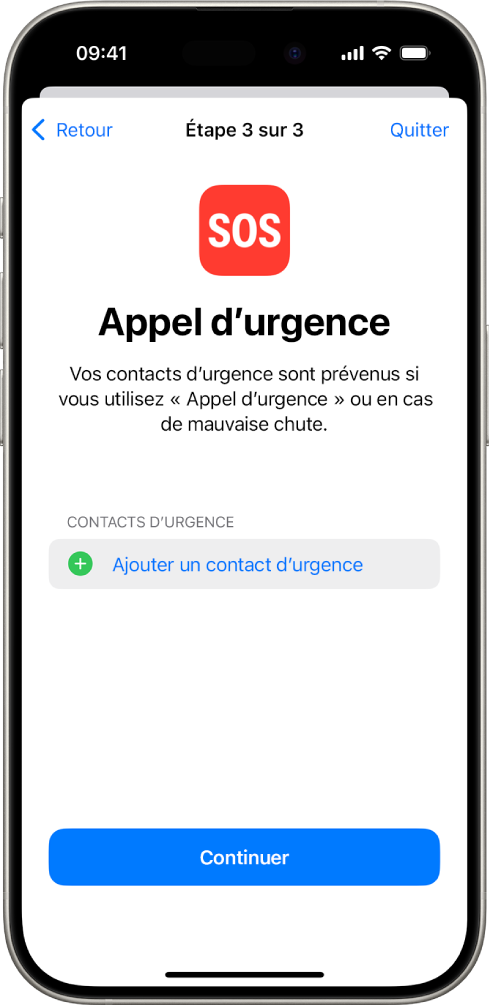 L’écran d'un iPhone affichant l’écran Appel d’urgence.