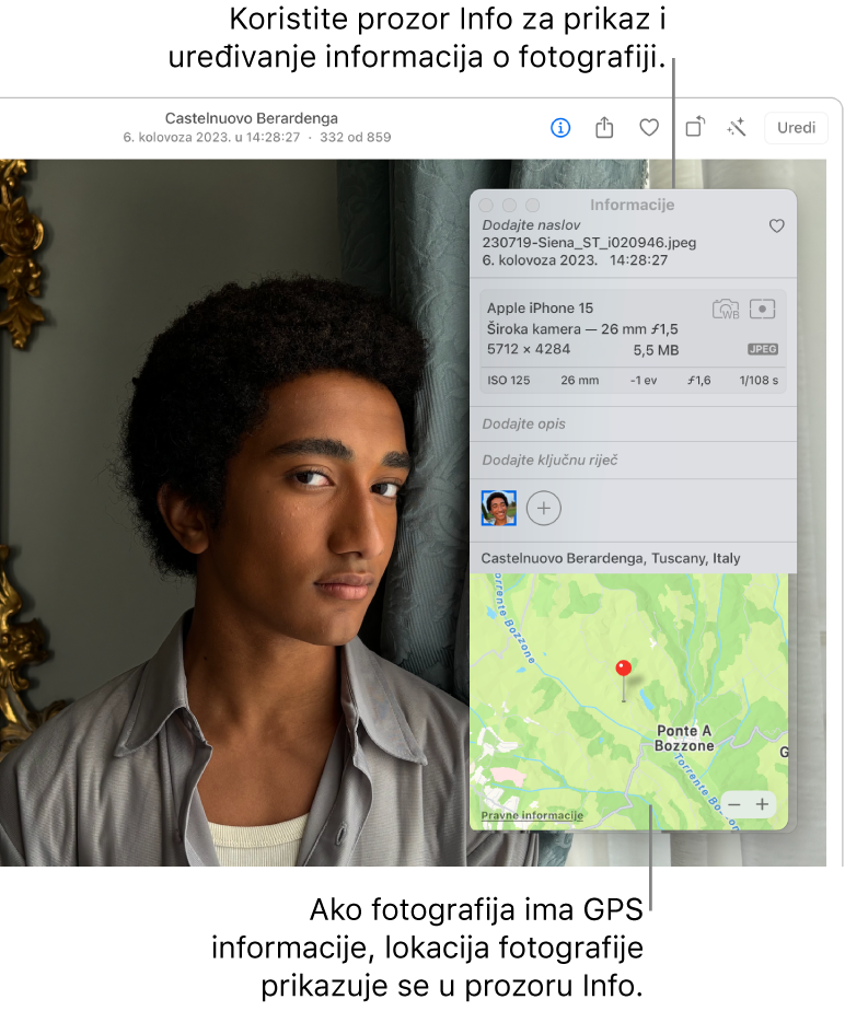Fotografija s prikazanom informacijom o lokaciji.
