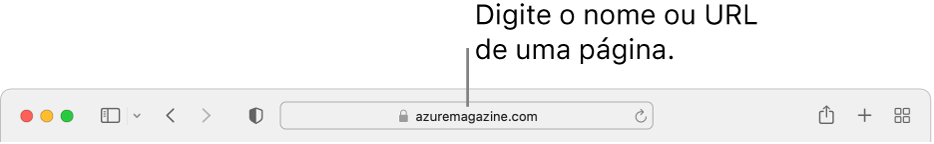 O campo de Busca Inteligente, localizado no meio da barra de ferramentas do Safari.