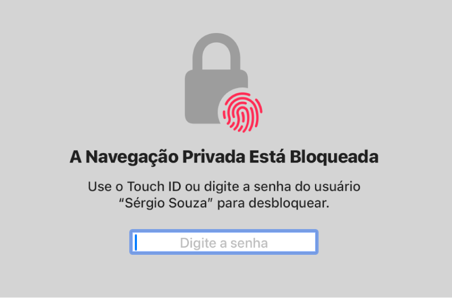 Uma tela de Navegação Privada mostrando que está bloqueada.