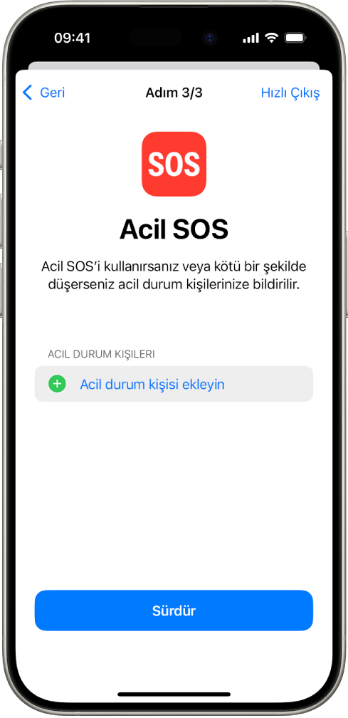 Acil SOS ekranını gösteren bir iPhone ekranı.