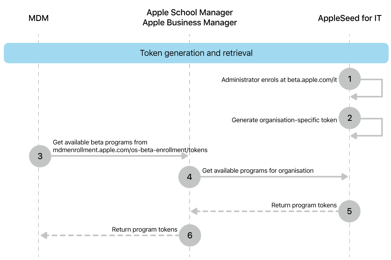 The beta program token flow to test software updates.