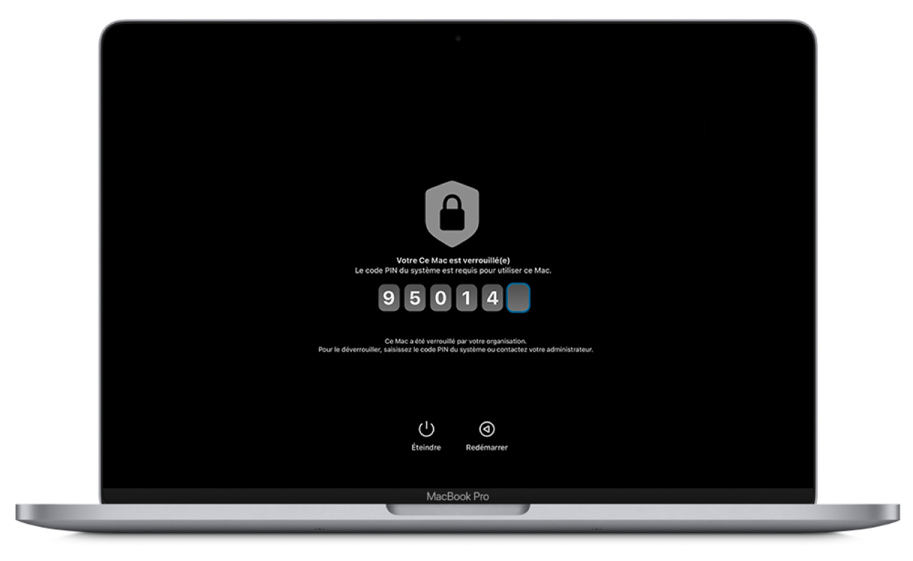 Un Mac montrant que le système dʼexploitation de secours est verrouillé.