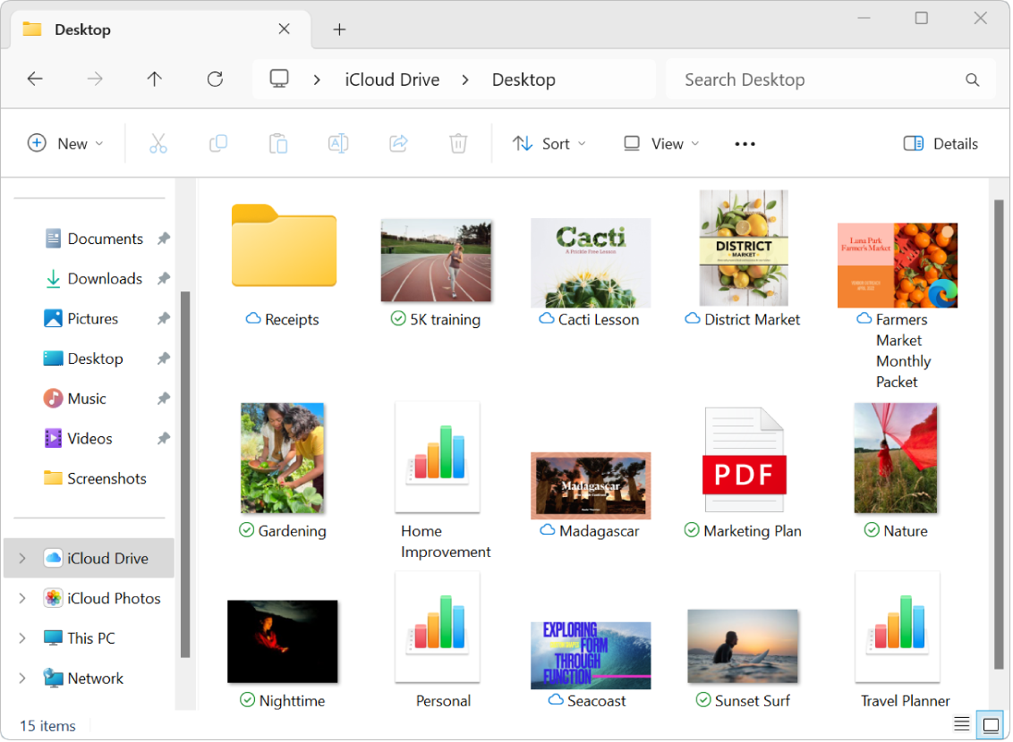 “फ़ाइल एक्सप्लोरर” में iCloud Drive