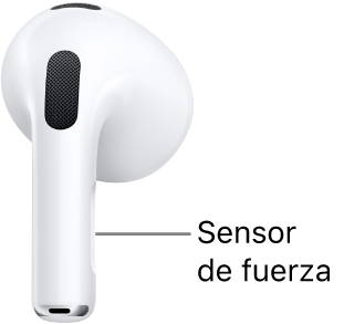 El botón sensible a la presión de los AirPods 3, se encuentra en el extremo de cada uno de tus AirPods.