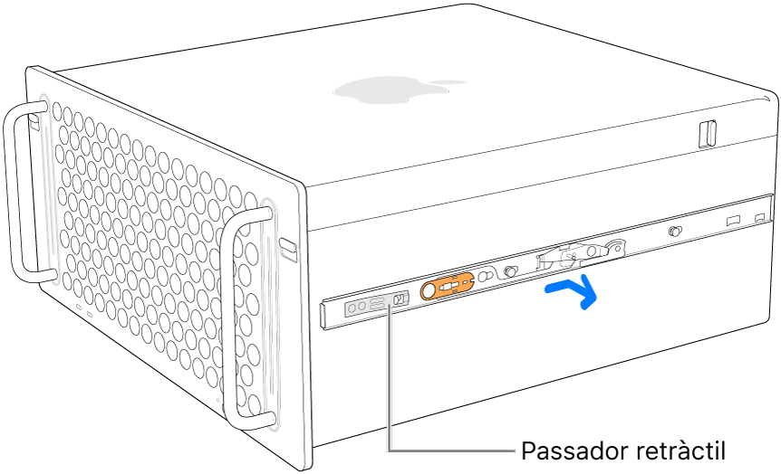 S’està desmuntant una guia del lateral del Mac Pro.