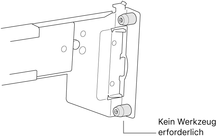 Eine Montageschiene, die in ein Rack mit Vierkantlöchern passt.