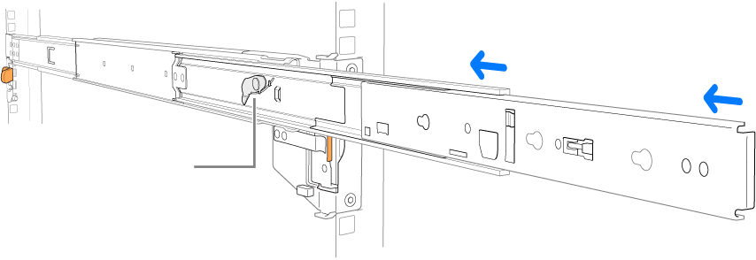 A rail assembly being retracted.