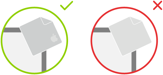 Two images showing the correct and incorrect cloth to use when cleaning a nano-texture glass display.