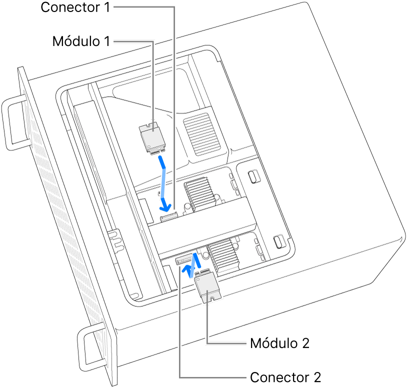 Colocación de los dos módulos SSD.