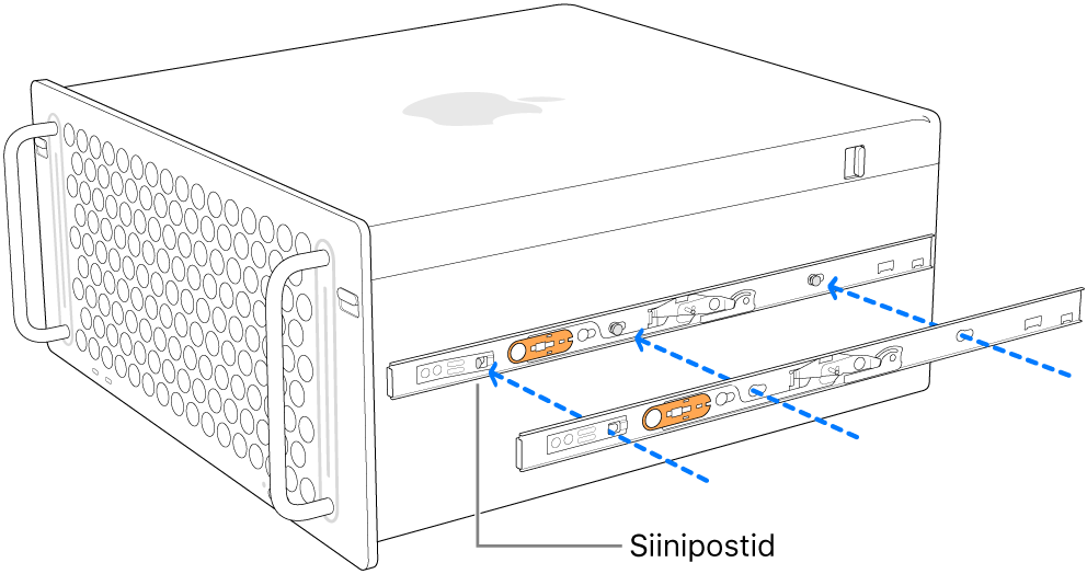 Mac Pro, mille küljele kinnitatakse sisemist siini.