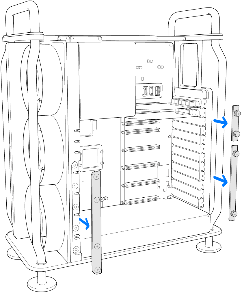 Supports latéraux en cours de retrait.