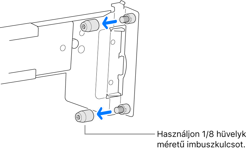 Kör alakú nyílásokkal ellátott rackbe illeszkedő szerelősín.