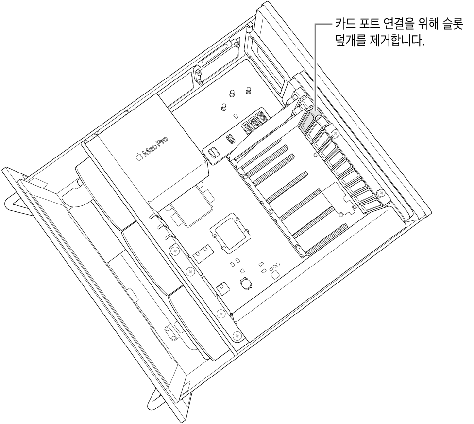 슬롯 덮개가 제거됨.