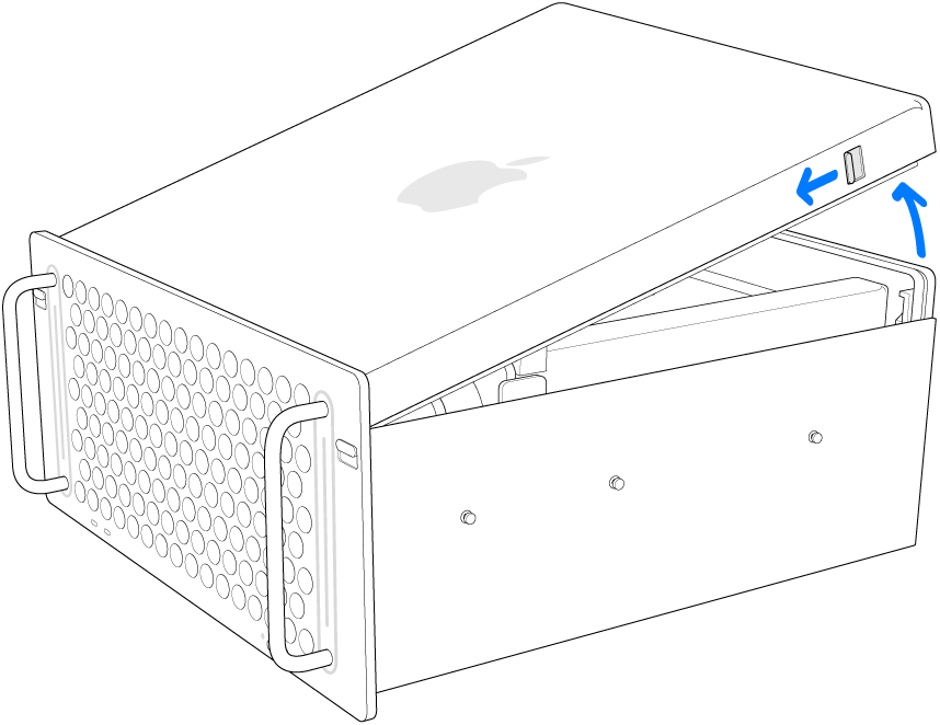 Capa sendo puxado para cima, na direção oposta à do computador.