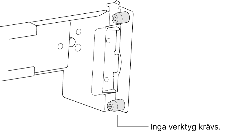 En skenmontering som passar i ett rack med fyrkantiga hål.