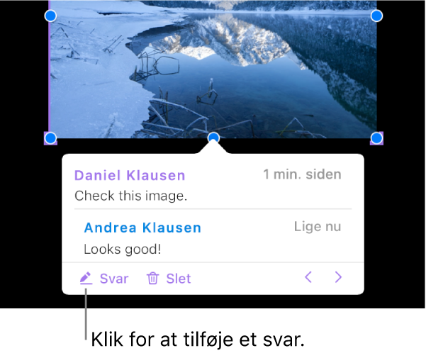 En kommentar med ét svar og knappen OK nederst til højre.