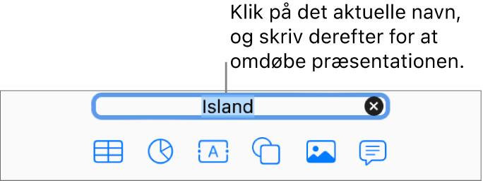 Præsentationens navn, Præsentation, valgt øverst i præsentationen.