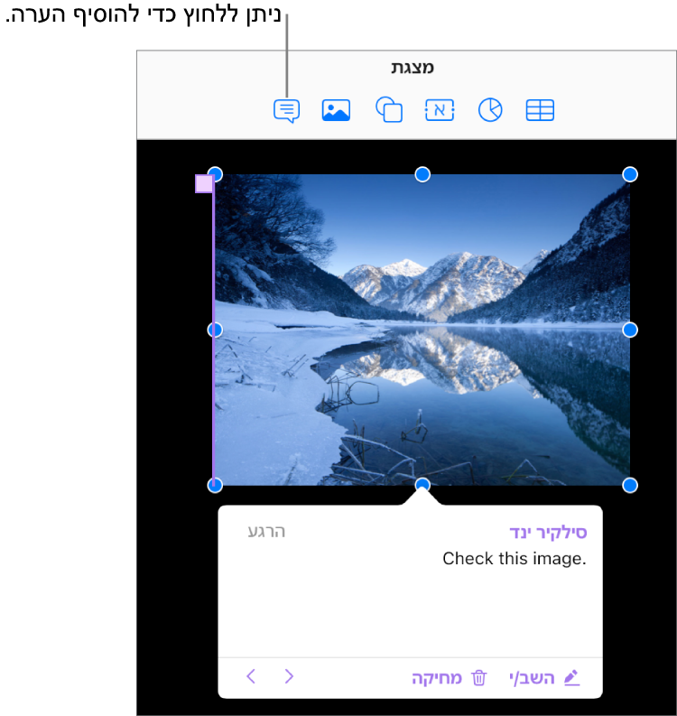 הערה שנוספה לרכיב גרפי במצגת.