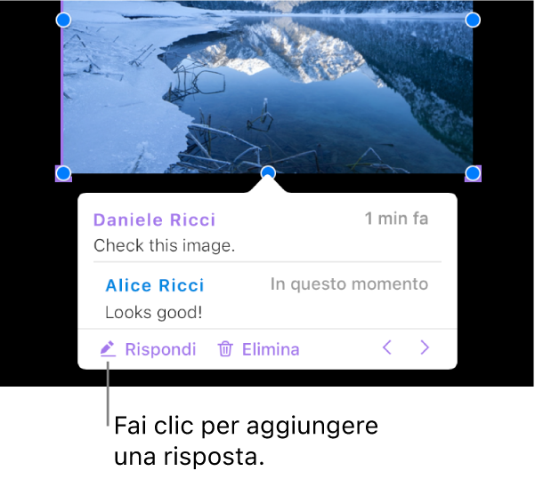 Commento con una risposta e il pulsante Fine in basso a sinistra.
