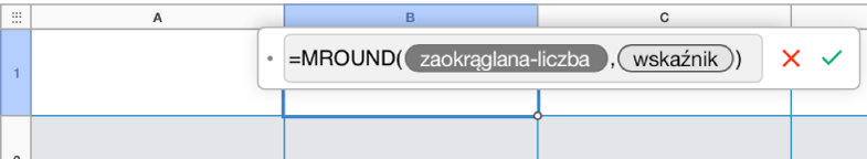 Edytor formuł z wprowadzoną formułą SUMA.