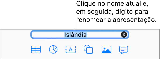 O nome atual da apresentação, Apresentação, selecionado na parte superior da apresentação.