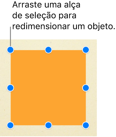 Um objeto quadrado com alças de seleção visíveis em cada canto e no centro de cada lado.