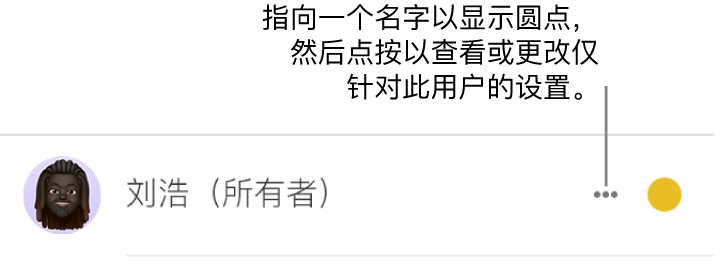 参与者列表中姓名右侧的三个点。