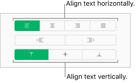 The vertical and horizontal text alignment buttons in the Format sidebar.