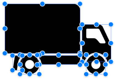 A compound shape broken apart into its constituent shapes.