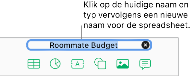 De huidige naam van de spreadsheet, 'Leeg', is geselecteerd boven in de spreadsheet.