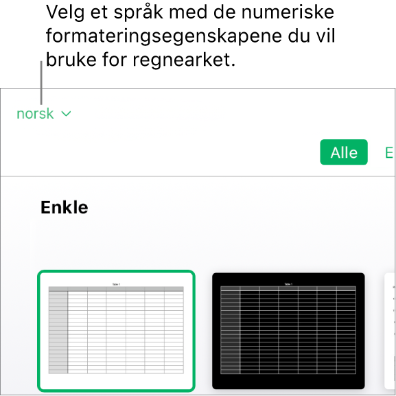 Lokalmenyen øverst i venstre hjørne av malvelgeren med English (United States) valgt.