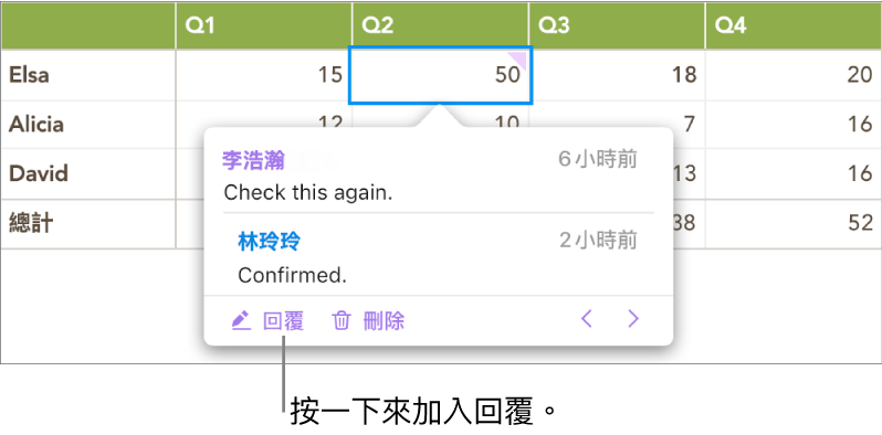 有一個回覆的註解；「完成」連結在右下角。