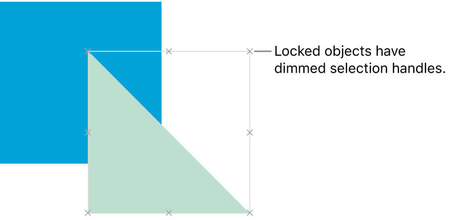 A locked object with dimmed selection handles.