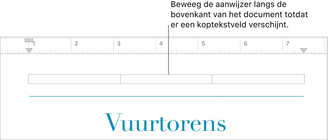 Het bovenste gedeelte van een document met een leeg koptekstveld.