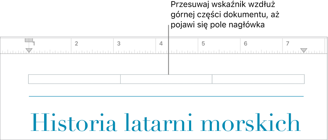 Prawa górna część dokumentu z pustym polem nagłówka.