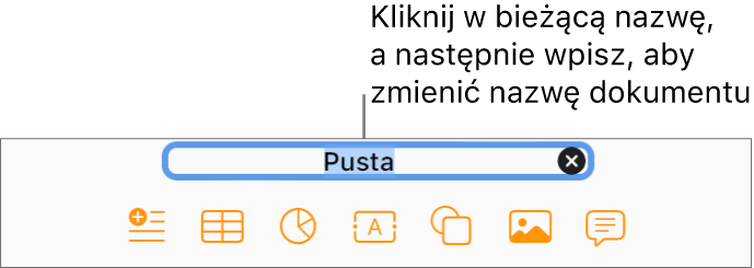 Bieżąca nazwa dokumentu — Pusty — zaznaczona u góry otwartego dokumentu.