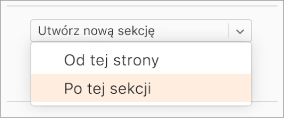 Otwarte menu podręczne Utwórz nową sekcję z wybraną opcją Po tej sekcji.