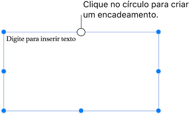 Uma caixa de texto vazia com um círculo branco na parte superior.