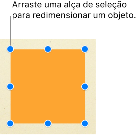 Um objeto quadrado com alças de seleção visíveis em cada canto e no centro de cada lado.