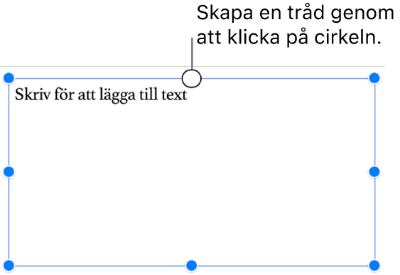 En tom textruta med en vit cirkel längst upp.