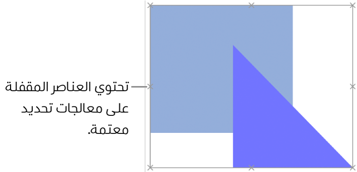 كائنات مقفلة مع مقابض تحديد باهتة.