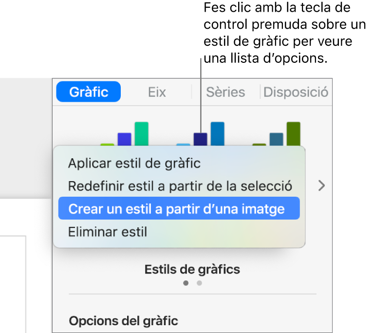 El menú de dreceres “Estil de gràfics”.