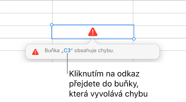 Odkaz na chybu buňky