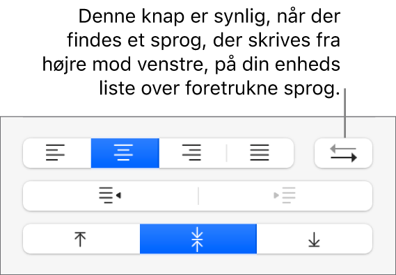 Knappen Afsnitsretning i betjeningsmulighederne til tekstjustering.