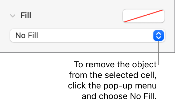 The control for removing an object from the selected cell.