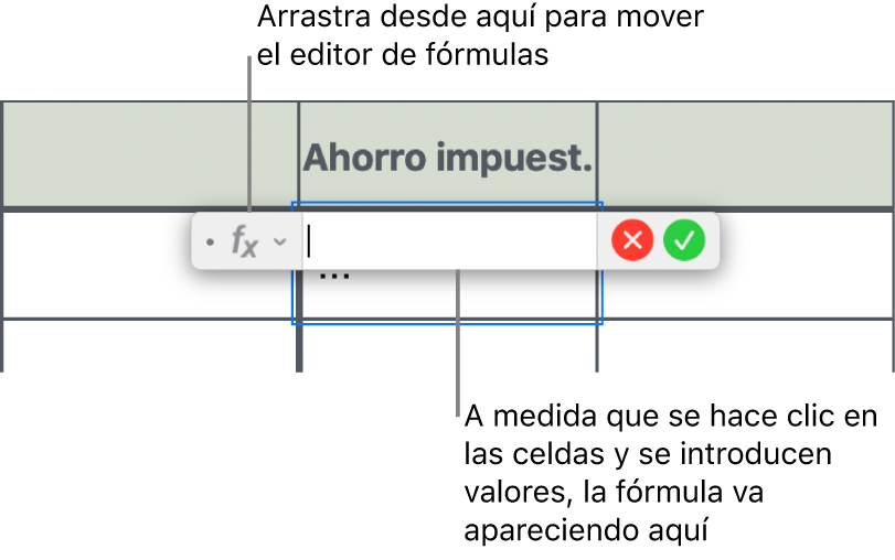 El editor de fórmulas.