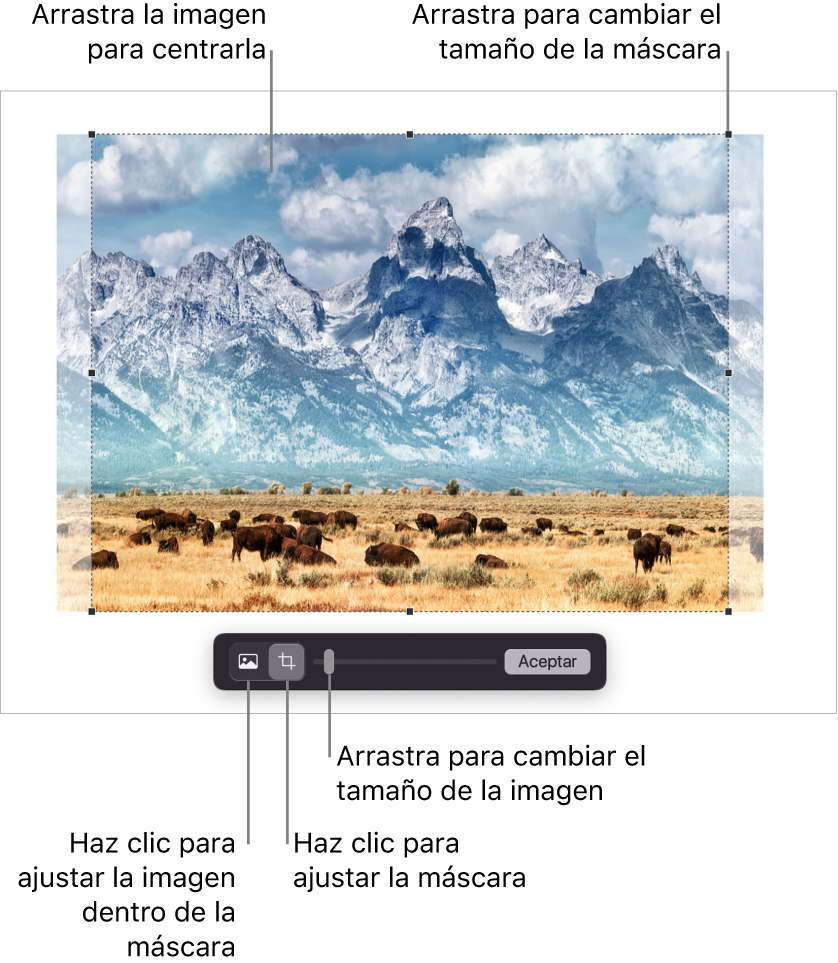 Los controles de máscara sobre una foto.