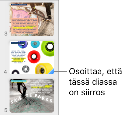 Sininen kolmio dialla osoittaa, että dialla on siirros.