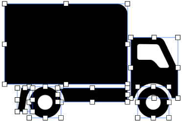 Image SVG composée, décomposée selon les formes qui la constituent.